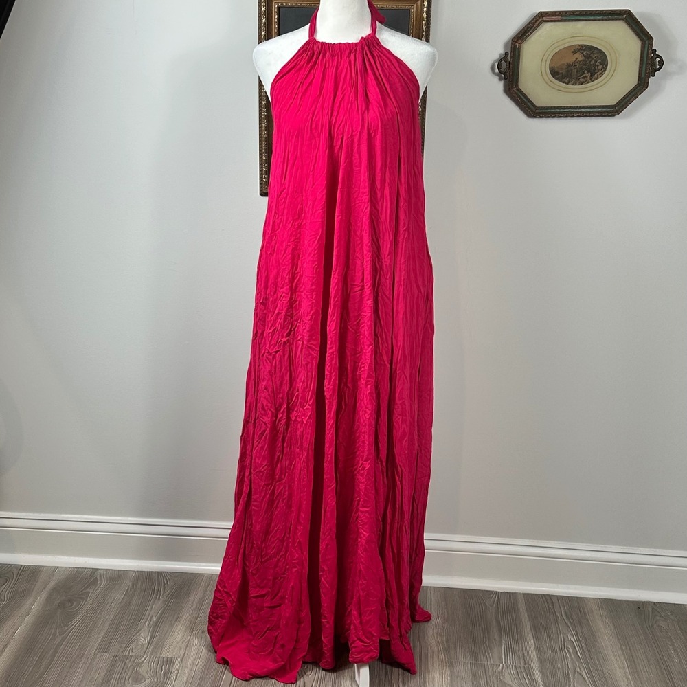 Elan Seaside Hot Pink Halter Neck Maxi Dress - SIZE M Beach Coverup Casual Dress